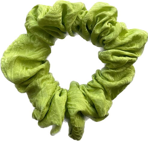 100% Silk Hand-Dyed Scrunchie- “Chartreuse” Jacquard