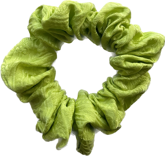 100% Silk Hand-Dyed Scrunchie- “Chartreuse” Jacquard