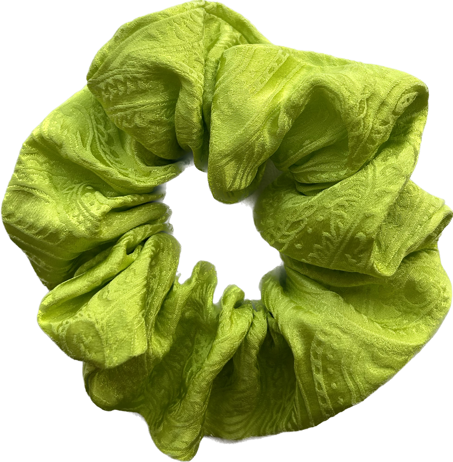 100% Silk Hand-Dyed Scrunchie- “Chartreuse” Jacquard