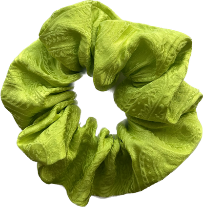 100% Silk Hand-Dyed Scrunchie- “Chartreuse” Jacquard Amber Waves