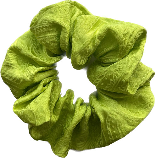 100% Silk Hand-Dyed Scrunchie- “Chartreuse” Jacquard Amber Waves