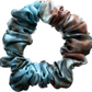 100% Silk Hand-Dyed Scrunchie- "Turquoise & Rust Marbled" Amber Waves KS