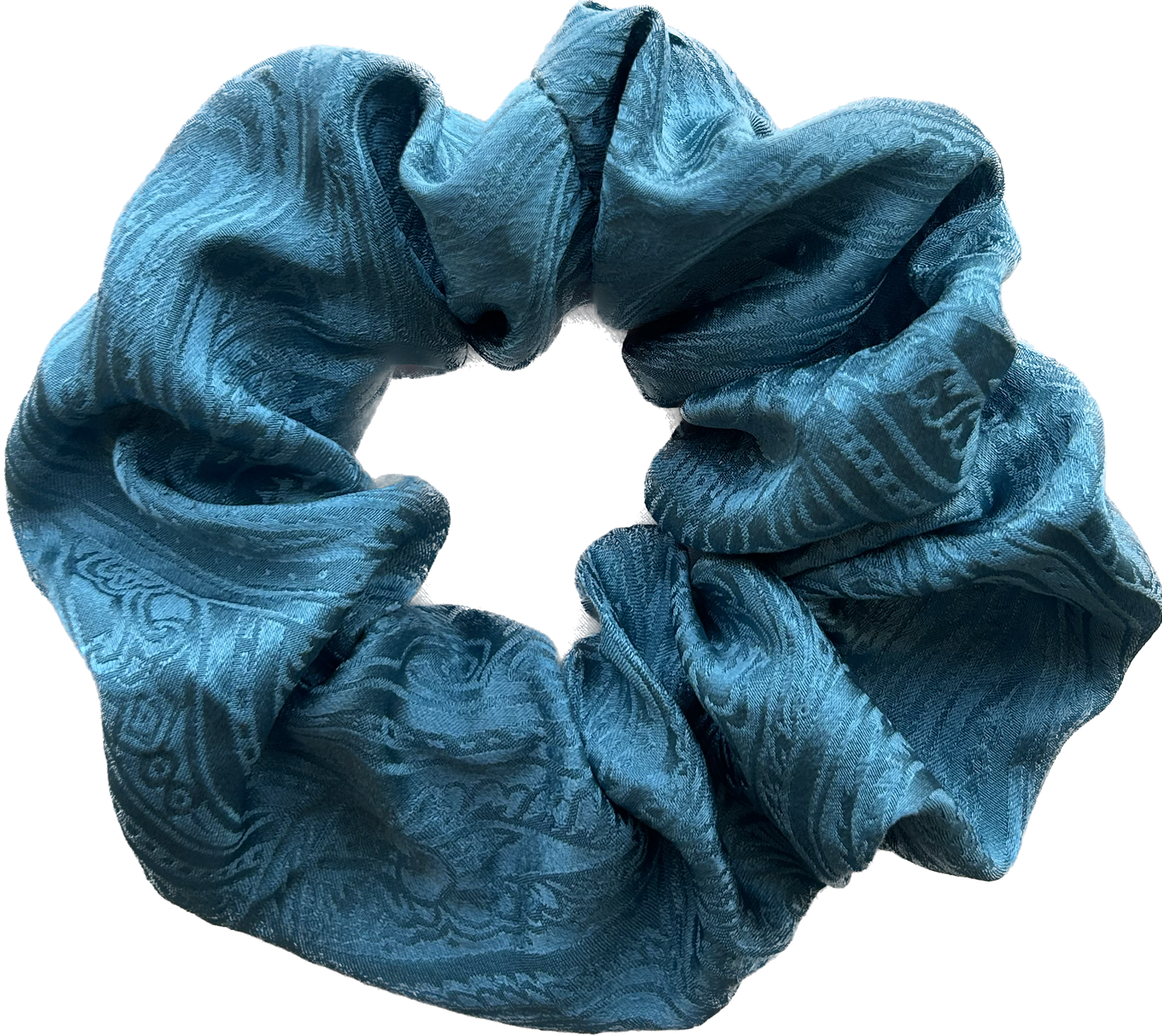 100% Silk Hand-Dyed Scrunchie- “Teal" Jacquard