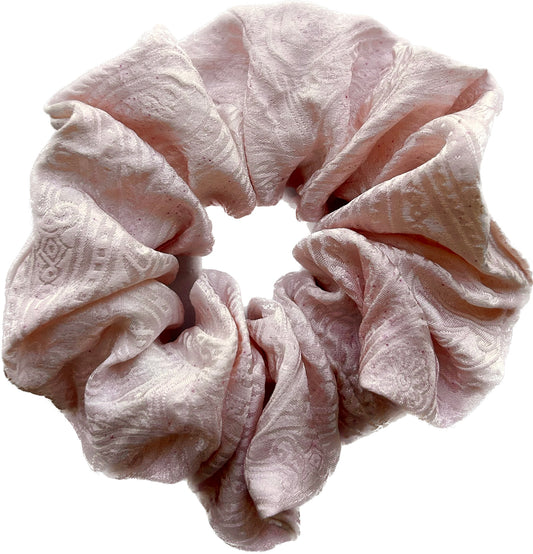 100% Silk Hand-Dyed Scrunchie- “Blush” Jacquard