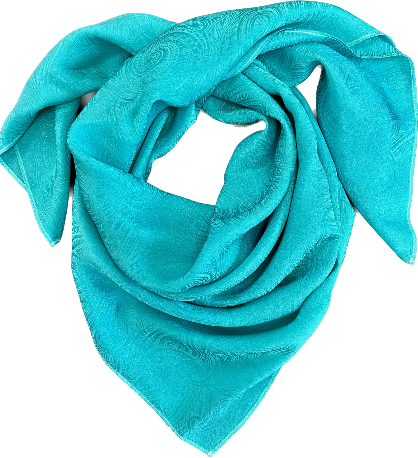 "Electric Turquoise"- 100% Jacquard Silk Wild Rag (36")