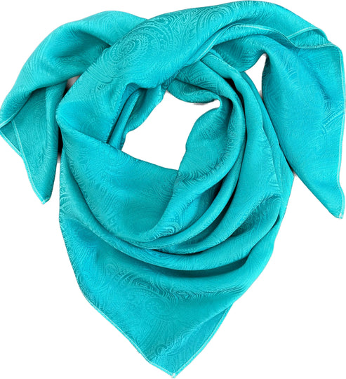 "Electric Turquoise"- 100% Jacquard Silk Wild Rag Amber Waves KS