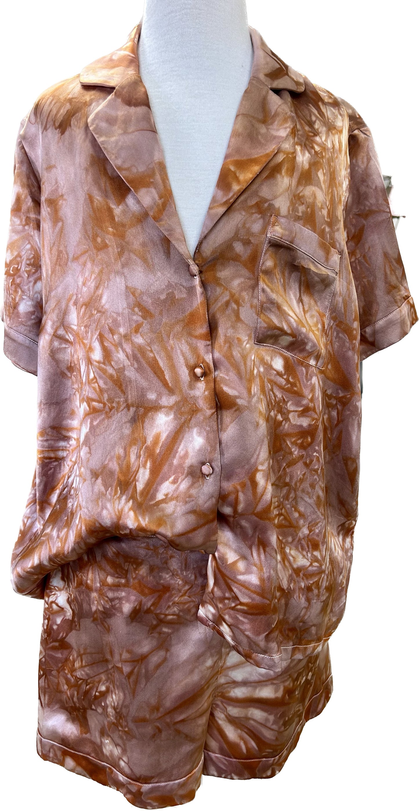 100% Silk Pajamas- "Rust Tonal"