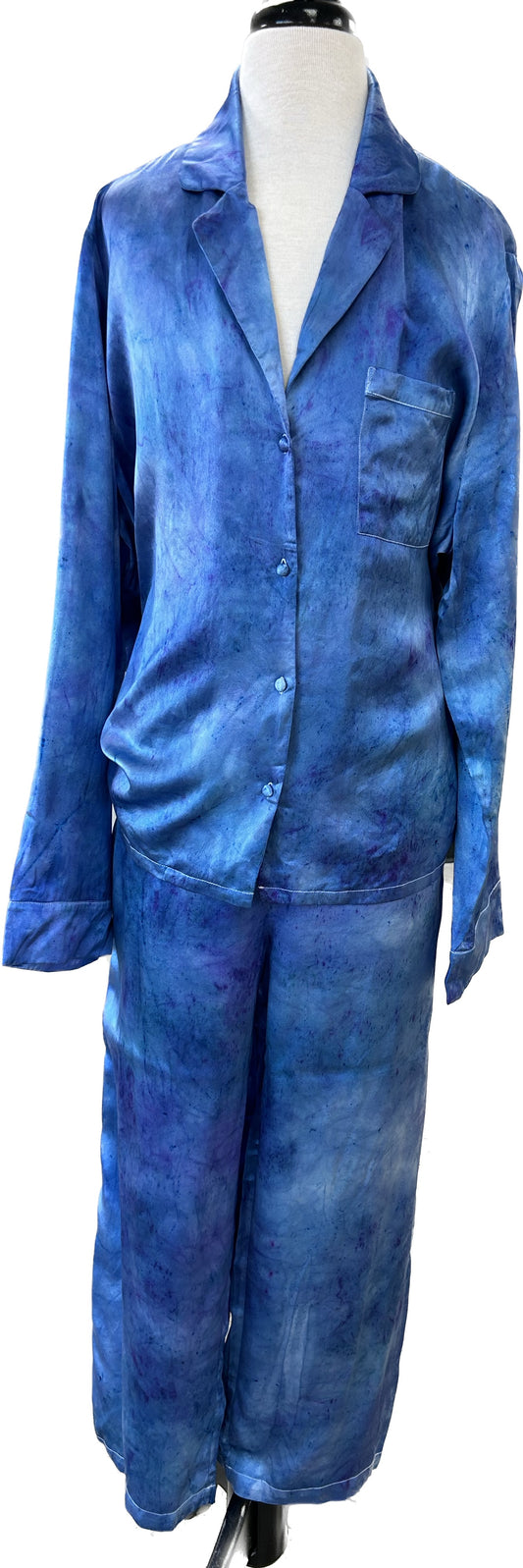 100% Silk Pajamas- "Blue/Purple Speckled"
