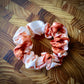 100% Silk Scrunchie | Hand-Dyed Mulberry Silk | "Rust & White Marbled" Amber Waves KS