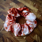 100% Silk Scrunchie | Hand-Dyed Mulberry Silk | "Rust & White Marbled"