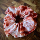 100% Silk Scrunchie | Hand-Dyed Mulberry Silk | "Rust & White Marbled"