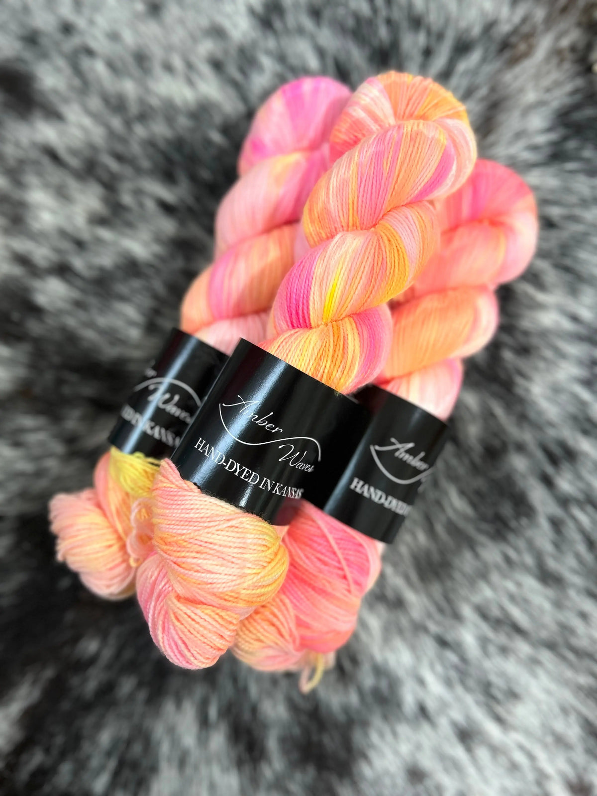 “Neon Sunset” Strong Twist Sock | Hand-Dyed Yarn Amber Waves