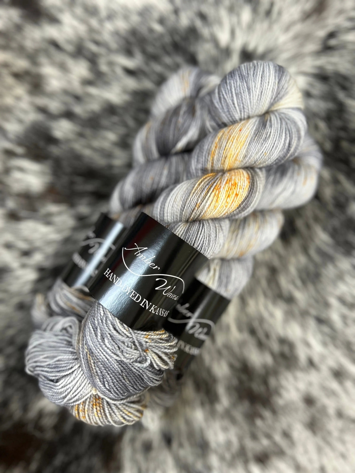 “Iron & Ore” Strong Twist Sock | Hand-Dyed Yarn Amber Waves
