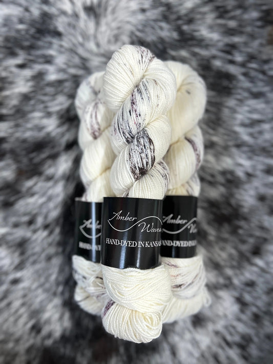 “Blush & Brindle” Strong Twist Sock | Hand-Dyed Yarn Amber Waves