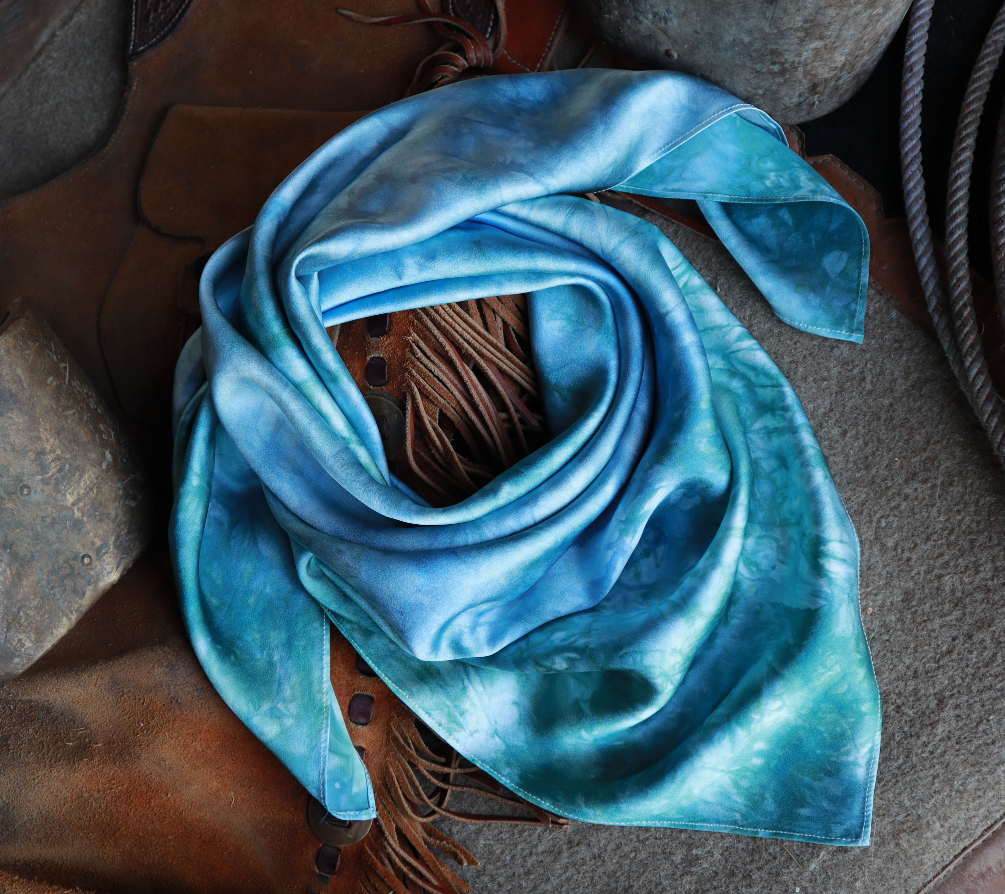 Aqua silk wild rag