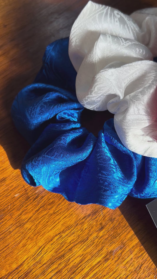 100% Silk Scrunchie Set | Hand-Dyed Mulberry Silk | America's 250th- Red, White, & Blue