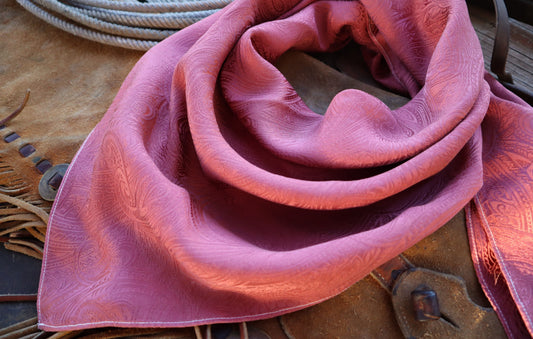“Rosewood"- 100% Jacquard Silk Wild Rag (36")