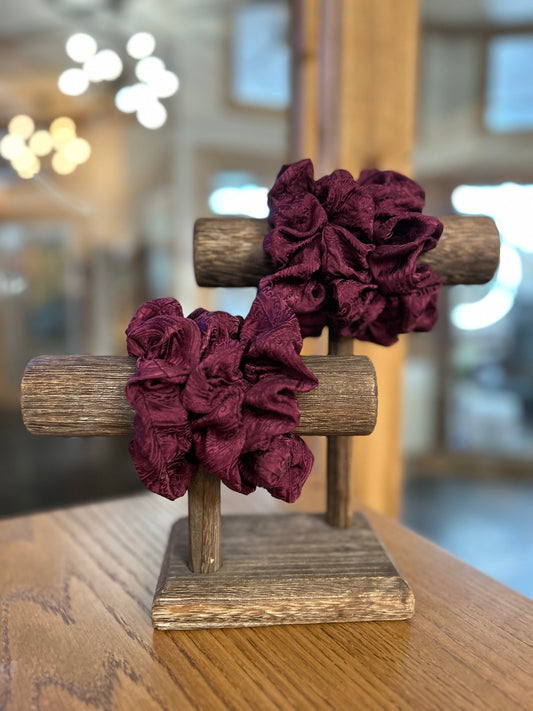 100% Silk Hand-Dyed Scrunchie- “Mulberry” (Jacquard)